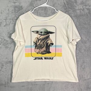 Star Wars Yellow Baby Yoda Cropped Short Sleeve Tshirt Size 2XL